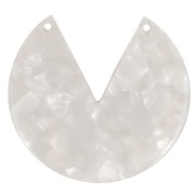 Pendentif rond 2 trous en acétate 43 mm - Ecaille de tortue - Blanc nacré x1