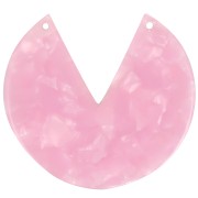 Pendentif rond 2 trous en acétate 43 mm - Ecaille de tortue - Rose nacré x1