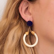 Intercalaire demi-rond pour créoles en résine translucide 41 mm - Ambre marbré x1