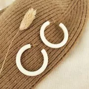 Intercalaire demi-rond pour créoles en résine translucide 41 mm - Ambre marbré x1