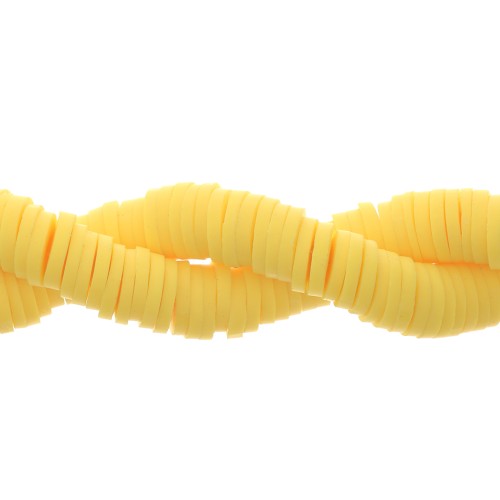 Perles Heishi rondelles en pâte polymère 6x1 mm - Jaune x40cm