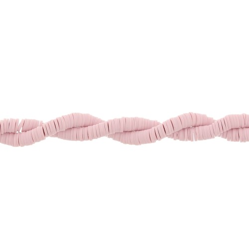 Perles Heishi rondelles  en pâte polymère 6x1 mm - Vieux rose x40cm