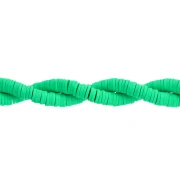 Perles Heishi rondelles  en pâte polymère 6x1 mm - Vert x43cm