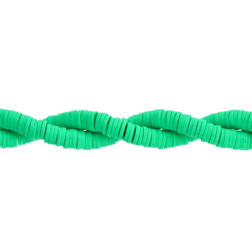 Perles Heishi rondelles  en pâte polymère 6x1 mm - Vert x43cm