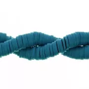 Perles Heishi rondelles  en pâte polymère 6x1 mm - Bleu jean x45cm