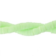 Perles Heishi rondelles  en pâte polymère 5x1 mm - Vert anis x40cm