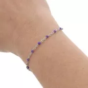 Chaîne avec perles en résine époxy 2 mm - Acier inoxydable 304 - Violet x1m