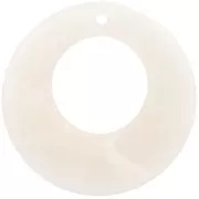 Pendentif rond évidé en résine 38 mm - Ecru marbré mat x1