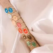 Bague ovale ajustable & résine époxy motif coeur Doré à l'or fin - Bleu ciel