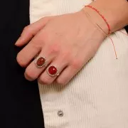 Bague boules diamantées - cabochon fond plat 14x10 mm Taille 54 à 58 - Argent 925