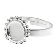 Bague boules diamantées - cabochon fond plat 8 mm Taille 54 à 58 - Argent 925 x1