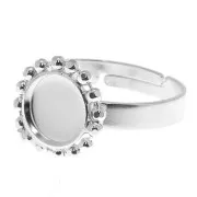 Bague boules diamantées - cabochon fond plat 8 mm Taille 54 à 58 - Argent 925 x1