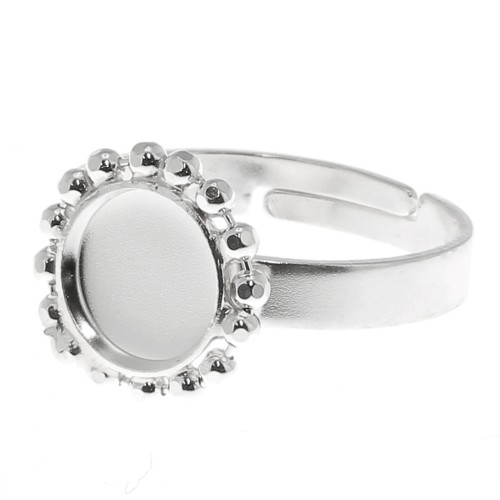 Bague boules diamantées - cabochon fond plat 8 mm Taille 54 à 58 - Argent 925 x1