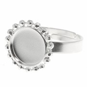 Bague boules diamantées - cabochon fond plat 10 mm Taille 54 à 58 - Argent 925 x1|raw }}