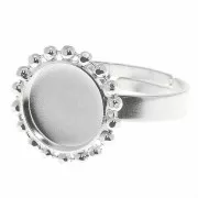 Bague boules diamantées - cabochon fond plat 10 mm Taille 54 à 58 - Argent 925 x1