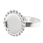 Bague boules diamantées - cabochon fond plat 12 mm Taille 54 à 58 - Argent 925 x1|raw }}