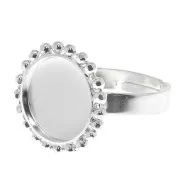 Bague boules diamantées - cabochon fond plat 12 mm Taille 54 à 58 - Argent 925 x1