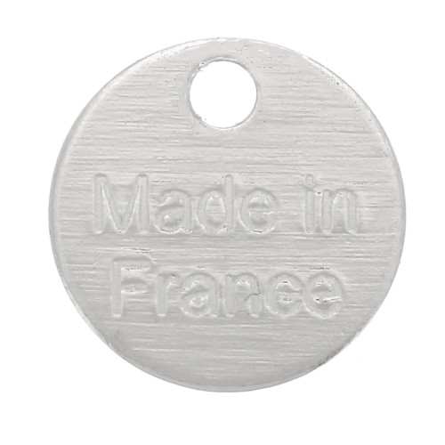 Breloques médailles 8 mm - Made in France - Placage Argent fin x5
