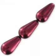Perles poires nacrées 16x9 mm - Bordeaux x10