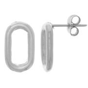 Boucles d'oreilles design ovale arrondi 16x9 mm - Rhodié x2|raw }}