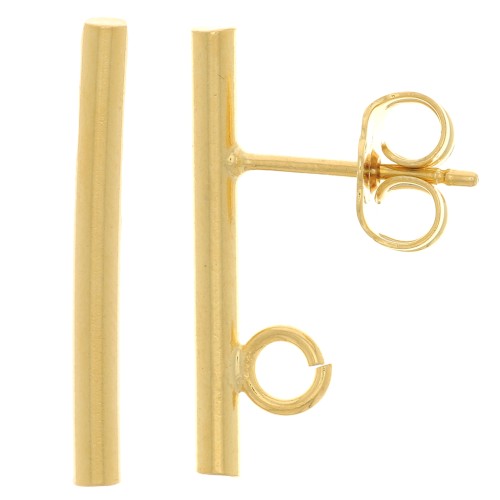 Clous d'oreilles barre ronde 20x2 mm - anneau ouvert - Doré à l'or fin x2
