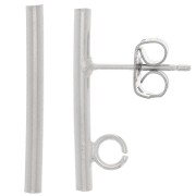 Clous d'oreilles barre ronde 20x2 mm - anneau ouvert - Argenté x2