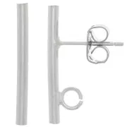 Clous d'oreilles barre ronde 20x2 mm - anneau ouvert - Argenté x2
