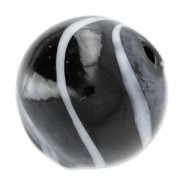 Ronde soufflée 20 mm Noir striée Blanc x1