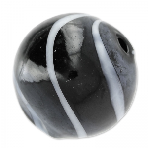 Ronde soufflée 20 mm Noir striée Blanc x1