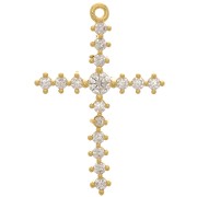 Pendentif croix 23x16 mm avec oxydes de Zirconium - Doré - Crystal x1