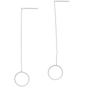 Chaines d'oreilles traversantes  maille Forçat 67 mm avec cercle - Placage Argent fin x2