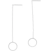 Chaines d'oreilles traversantes  maille Forçat 67 mm avec cercle - Placage Argent fin x2