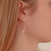 Chaines d'oreilles traversantes  maille Forçat 67 mm avec cercle - Placage Argent fin x2