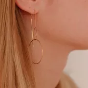 Chaines d'oreilles traversantes  maille Gourmette 83 mm - double cercle - Doré à l'or fin x2