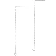 Chaines d'oreilles traversantes  maille Forçat 58 mm avec anneau ouvert - Placage Argent fin