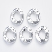 Maillon ovale torsadé en acrylique 26x21 mm pour cabochon 1088 1.8 mm - Argenté x1