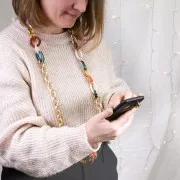 Maillon rectangle en acrylique 30x20 mm -  Marbré Blanc - Gris x1