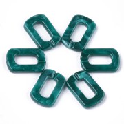 Maillon rectangle en acrylique 30x20 mm -  Marbré Bleu carnard - Blanc x1|raw }}