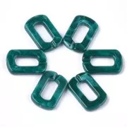 Maillon rectangle en acrylique 30x20 mm -  Marbré Bleu carnard - Blanc x1