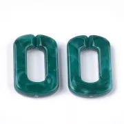 Maillon rectangle en acrylique 30x20 mm -  Marbré Bleu carnard - Blanc x1