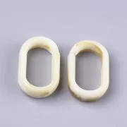 Maillon ovale en acrylique 18.5x11.5 mm - Marbré Beige - Marron x1