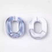 Maillon ovale en acrylique 24x18 mm - Marbré Blanc - Gris x1