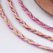 Cordon en coton tressé plat 1.5 mm - Prune - Fuchsia - Jaune - Rose clair x1m