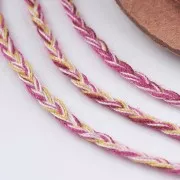 Cordon en coton tressé plat 1.5 mm - Prune - Fuchsia - Jaune - Rose clair x1m