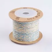 Cordon en coton tressé plat 1.5 mm - Ocre - Bleu ciel - Blanc x1m