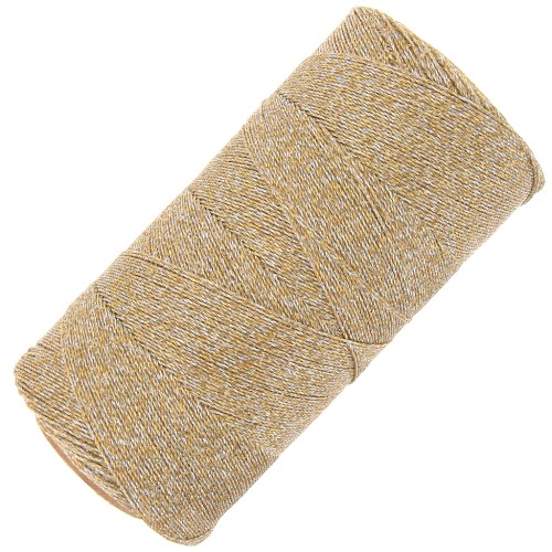 Bobine fil ciré Linhasita pour micro macramé 0.35mm Doré-Argenté (Ouro-Prata)x448m