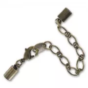Fermoir 12 mm + chainette pour cordon 4 mm bronze x1