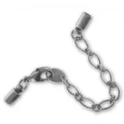 Fermoir 12 mm + chainette pour cordon 3 mm argenté vieilli x1