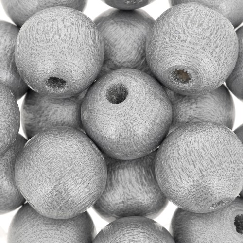 Perles rondes en bois 10 mm Argenté x10