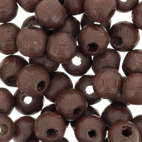 Perles rondes en bois 6 mm Marron Foncé x25